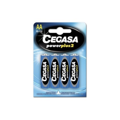 Cegasa Power Plus 2, confezione da 4 batterie AA R6 - Batterie saline per dispositivi a basso consumo.