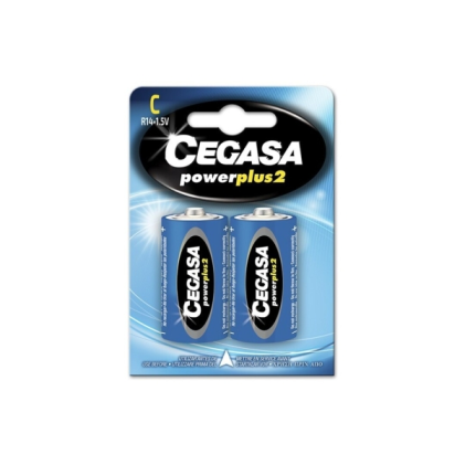Cegasa Power Plus 2 Confezione da 2 batterie R14 C - Batterie saline per elettrodomestici a basso consumo