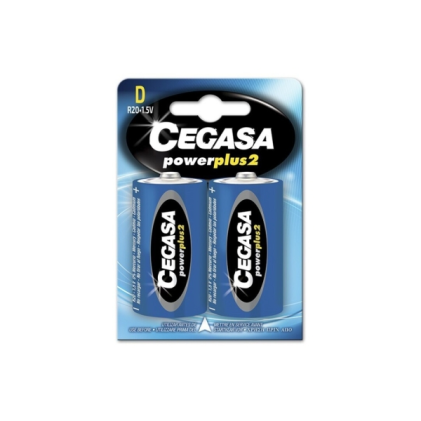 Cegasa Power Plus 2 Confezione da 2 batterie R20 D - Batterie saline per elettrodomestici a basso consumo