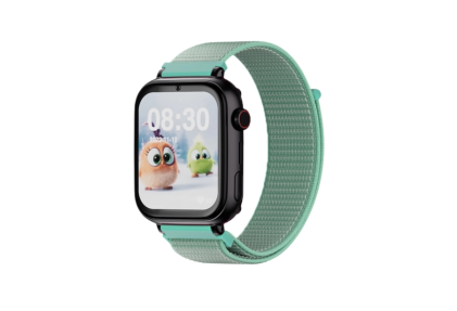 Savefamily SaveWatch Plus Smartwatch per bambini con GPS e chiamate - IP67 - Pulsante SOS - Cassa nera - Cinturino in tessuto verde