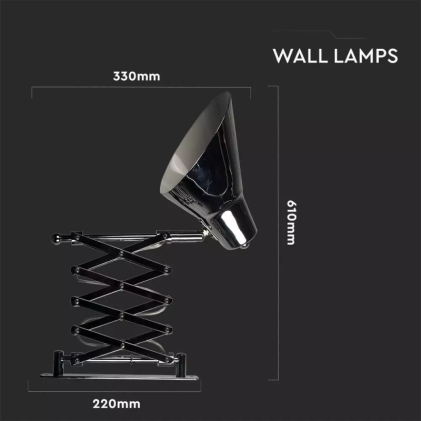 V-TAC Lampada LED da Muro con Portalampada E27 (Max 60W) Braccio a Soffietto l: 61cm