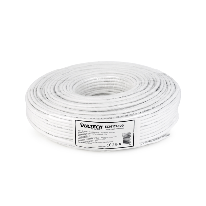 Cavo Allarme VulTech Security SC16101-100 4 Cavi + 2 Alimentazione 2X0.50 + 4X0.25 100m Bianco PVC