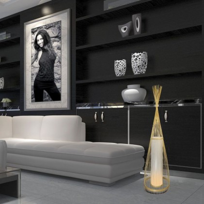 V-TAC Lampadario LED in Legno a Terra con Portalampada E27 (Max 60W) h:94cm 1,8m Cavo