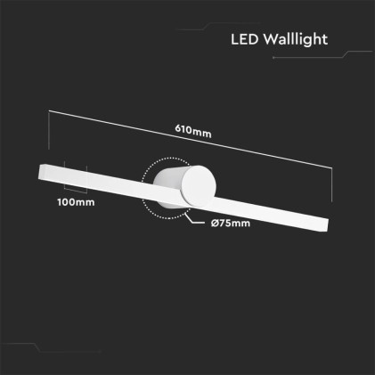 V-TAC Lampada LED da Specchio 12W Colore Bianco 4000K 610*100mm IP20