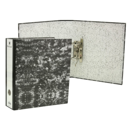Cartella portadocumenti Bismark AZ con finitura marmorizzata, dorso da 75 mm - Cartone foderato - Porta carte sul dorso - Meccanismo ad arco a leva - Nero marmorizzato