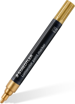 Staedtler Lumocolor 349 Pennarello acrilico permanente - Larghezza tratto circa 2,4 mm - Inchiostro a base d'acqua - Oro