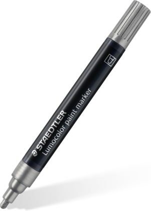 Staedtler Lumocolor 349 Pennarello acrilico permanente - Larghezza tratto circa 2,4 mm - Inchiostro a base d'acqua - Argento