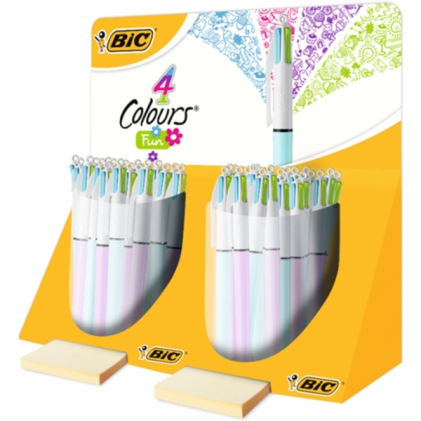 Set di 40 penne a sfera retrattili Bic 4 Colours Fun Display - Punta media da 1,0 mm - Inchiostro a base d'olio - Colori: rosa, viola, turchese e verde lime