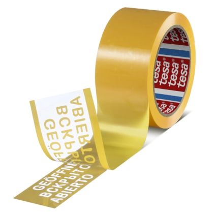 Nastro sigillante antimanomissione Tesa 64007 50 mm x 50 metri - Per applicazione manuale e automatica - Adesivo acrilico a base d'acqua - Giallo
