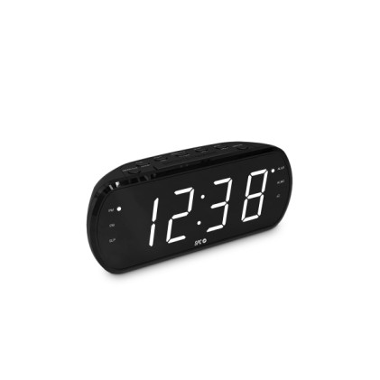 SPC Frodi View Radiosveglia con display LED XL - Luminosit&agrave; regolabile - Pulsante snooze - Memorizza 20 stazioni radio - Nero