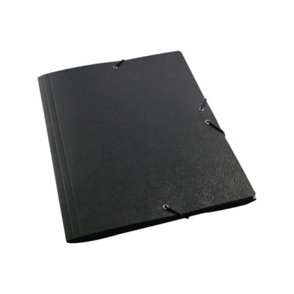 Cartellina compatta in cartone goffrato Mariola A3 - Formato A3 - Dimensioni 37x50 cm - Chiusura elastica - Nera