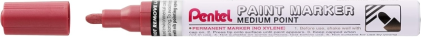 Pennarello Pentel - Punta media da 4,5 mm - Permanente su tutte le superfici - Resistente alla luce e all'acqua - Corpo in alluminio - Rosso perla