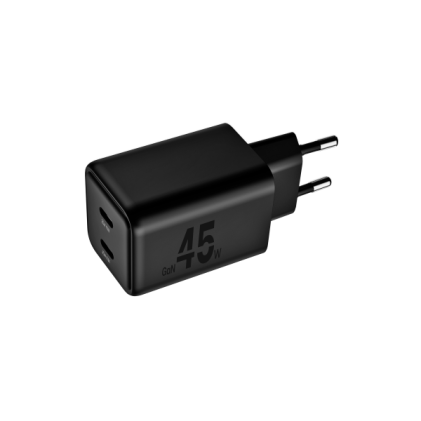 Caricabatterie Blackbyte by Pedro Buerbaum Dual PD GaN da 45 W - 2xUSB-C - Ricarica rapida PPS - Nero