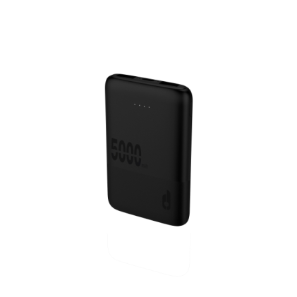 Blackbyte by Pedro Buerbaum Batteria esterna LiPo/Power Bank da 5000 mAh - Erogazione di potenza da 20 W - Ricarica rapida da 22,5 W - Touch gommato - Ultra sottile - Nero