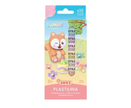 Jovi Kawaii Pack con 10 bastoncini di pasta modellabile da 15 g - Molto modellabile - Non si secca - Colori assortiti