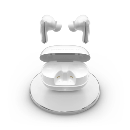 Cuffie Energy Sistem Serenity ANC Ultra True Wireless - Bluetooth 5.4 - Riducono fino al 95% del rumore esterno - Chiamate stereo - Durata della batteria di 25 ore - Ricarica Qi e USB - Assistente vocale integrato - Bianco