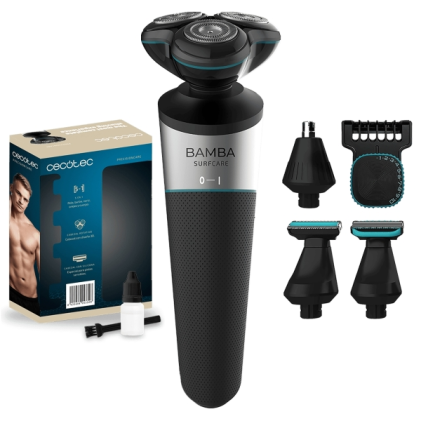 Rasoio e rifinitore Cecotec PrecisionCare 5 in 1 - Schermo LCD - Fino a 80 minuti di autonomia - Lame flottanti adattive - Rasatura precisa e delicata - Nero