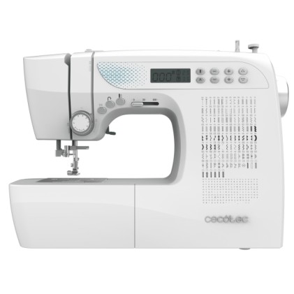 Macchina da cucire professionale Cecotec BelleCouture 21500 - Schermo LCD - 215 punti vari - Infilatura automatica - Luce LED - Doppio alzapiedino - Accessori inclusi - Bianca