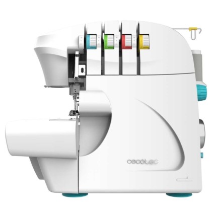Macchina da cucire overlock Cecotec BelleCouture a 4 fili - Velocit&agrave; fino a 1100 giri/min - Adatta a tutti i tipi di tessuto - Piedino regolabile - Vari punti decorativi - Bianca