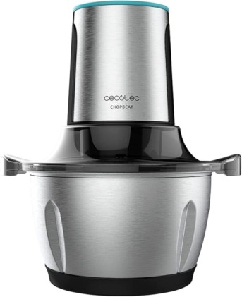 Tritatutto elettrico Cecotec ChopBeat 1500 TitanBlack Steel - 600W - Lame in titanio - Ciotola in acciaio inox da 1,5 l - 2 velocit&agrave; - Spiralizzatore con 4 accessori - Senza BPA - Facile da pulire