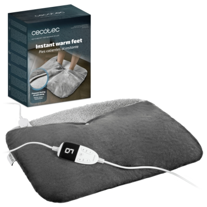 Scaldapiedi elettrico Cecotec HeatConfort Deluxe - 2 scomparti regolabili - Base antiscivolo - 6 livelli di temperatura - Timer programmabile - 55x45 cm - Grigio scuro