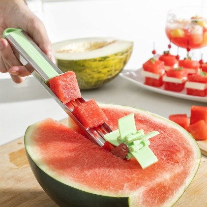Innovagoods Cutmil Scavatore per angurie - Manico ergonomico - Compatto e leggero - Facile da pulire - Sicuro e preciso - 29,5x6,8x3,2 cm - Verde