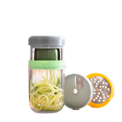 Innovagoods Vigizer Affettatrice e grattugia a spirale per verdure - 3 opzioni di taglio - Senza BPA - Compatta e staccabile - Include protezione per le dita - Facile da pulire - Include libro di ricette - Grigio