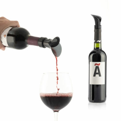Innovagoods Wintopp Tappo per dispenser di vino 2 in 1 con aeratore - Multifunzionale - Chiusura ermetica - Antigoccia - Facile da pulire - 5x9,8x5 cm - Nero