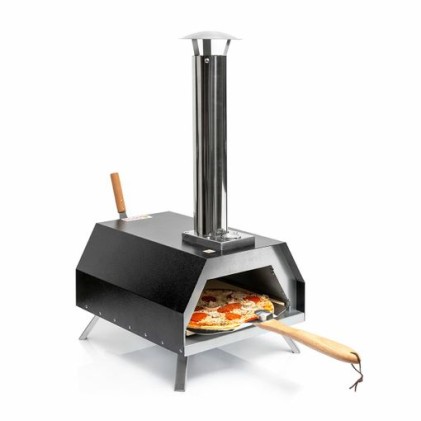 Forno per pizza Innovagoods Pizzahven con dispenser di pellet - Controllo della temperatura - Accessori inclusi - Facile da trasportare - 42x81x80 cm - Nero e acciaio