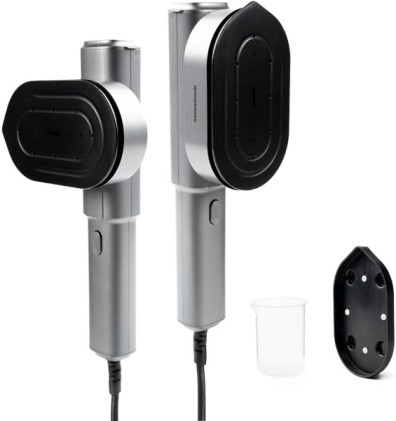 Ferro da stiro a vapore verticale da viaggio 2 in 1 Innovagoods - Potenza 1200W - Doppio orientamento - Vapore continuo 10 g/min - Serbatoio da 100 ml - Antiaderente - Accessori inclusi - Grigio e nero