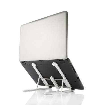 Supporto per laptop Flappot di Innovagoods per laptop fino a 17" - Supporto regolabile - Antiscivolo - Leggero - Portatile - Include custodia per il trasporto - 8 livelli di inclinazione - 21x16,5x26,5 cm - Bianco
