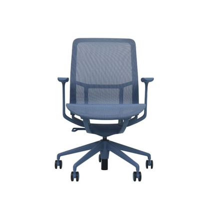Sedia da ufficio Cromad Gama Sense Elegance - Pistone a gas di grado 4 - Schienale ergonomico - Rete elastica 3D traspirante - Braccioli regolabili - Blu