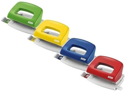 Perforatrice portatile Petrus 50 - Fino a 10 fogli - Segni di formato - Perforatori da 5,5 mm - Colori assortiti