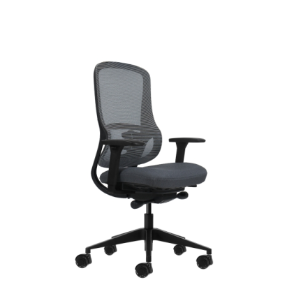 Sedia da ufficio ergonomica Oqonos Cherg 020 con meccanismo autobilanciante, braccioli 4D, sedile scorrevole e ruote in silicone - Grigio con struttura nera