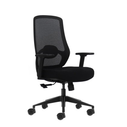 Sedia da ufficio ergonomica Oqonos Cherg 024 con supporto lombare regolabile in altezza e profondit&agrave;, braccioli 4D, pistone a gas di classe 4, sedile ergonomico sagomato e ruote in silicone - Nera