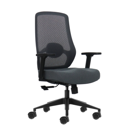 Sedia da ufficio ergonomica Oqonos Cherg 025 con supporto lombare regolabile in altezza e profondit&agrave;, braccioli 4D, pistone a gas di classe 4, sedile ergonomico sagomato e ruote in silicone - Grigio con struttura nera