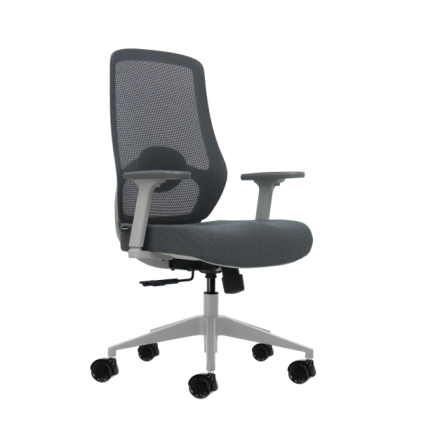 Sedia da ufficio ergonomica Oqonos Cherg 026 con supporto lombare regolabile in altezza e profondit&agrave;, braccioli 4D, pistone a gas di classe 4, sedile ergonomico sagomato e ruote in silicone - Grigio