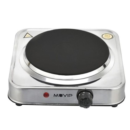 Piano cottura elettrico Muvip MV0644 con 1 bruciatore, 1500W - Acciaio inossidabile - 5 livelli di potenza - Termostato con sistema di sicurezza