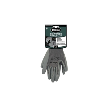 Guanti da lavoro Cegasa Centurion taglia 9 - Realizzati in nylon con rivestimento in nitrile su palmo e dita - Grigio