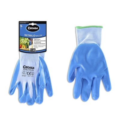 Guanti da lavoro Cegasa taglia 10 - Realizzati in nylon con rivestimento in nitrile su palmo e dita - Blu