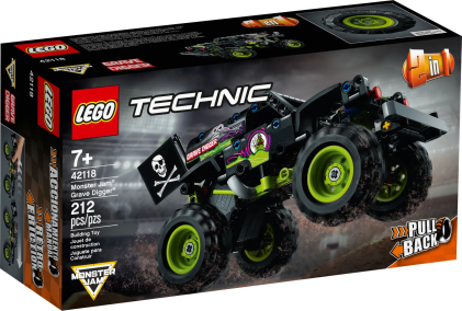 LEGO 42118 Monster Jam Grave Digger, 212 pezzi, Kit 2 in 1 da Truck a Buggy Fuoristrada con Azione Pull-Back