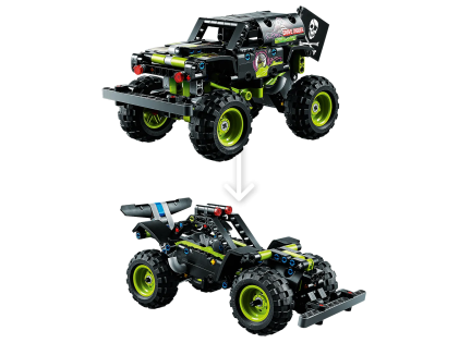 LEGO 42118 Monster Jam Grave Digger, 212 pezzi, Kit 2 in 1 da Truck a Buggy Fuoristrada con Azione Pull-Back