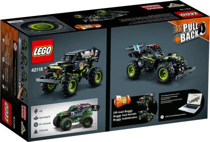 LEGO 42118 Monster Jam Grave Digger, 212 pezzi, Kit 2 in 1 da Truck a Buggy Fuoristrada con Azione Pull-Back