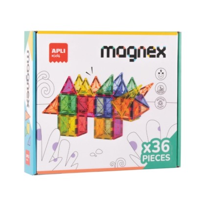 Set di costruzioni magnetiche Apli Magnex - 36 pezzi geometrici - Consigliato per bambini dai 3 anni in su