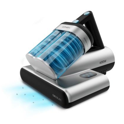 Aspirapolvere per materassi Cecotec Conga Rockstar 4000 - Potenza 400W - Luce ultravioletta - Aspirazione fino a 13kPa - Serbatoio da 0,5L - Spazzola motorizzata - Nero e grigio