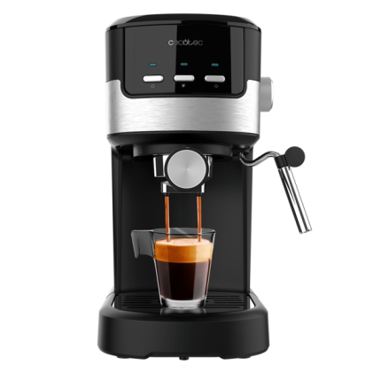 Cecotec Power Espresso 20 Macchina per caff&egrave; espresso Pecan con lancia vapore - Potenza 1100W - Capacit&agrave; 1,25L - Pressione 20bar - Lancia vapore - Temperatura regolabile - Acciaio inossidabile - Nero