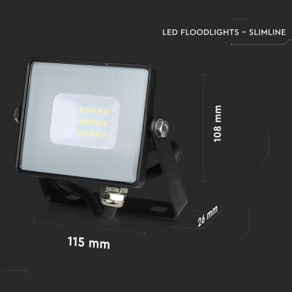 V-TAC PRO Faro LED SMD Chip Samsung 10W Colore Nero 3000K IP65