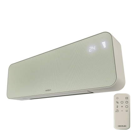 Cecotec ReadyWarm 3000 Stufa a muro in tessuto - 2000W - Display a LED - Accessori inclusi - Timer - Spegnimento automatico - Copertura fino a 20 m&sup2; - Telecomando - Colore menta