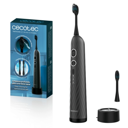 Spazzolino elettrico e idropulsore a ultrasuoni Cecotec ToothCare Jet Splash - Serbatoio da 60 ml - Pressione 120 PSI - 3 modalit&agrave; - Durata della batteria 4 settimane - IPX7 - Testine di ricambio incluse - Timer - Grigio scuro
