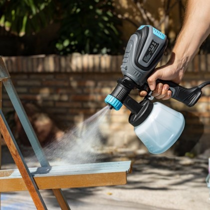 Pistola a spruzzo per verniciatura Cecotec TotalPaint 750 - 700W - Serbatoio da 1200ml - Controllo del flusso fino a 1200ml/min - Accessori inclusi - Nero e blu